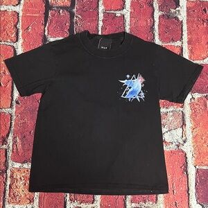 HUF Kids Black Tee with Blue Starburst Design